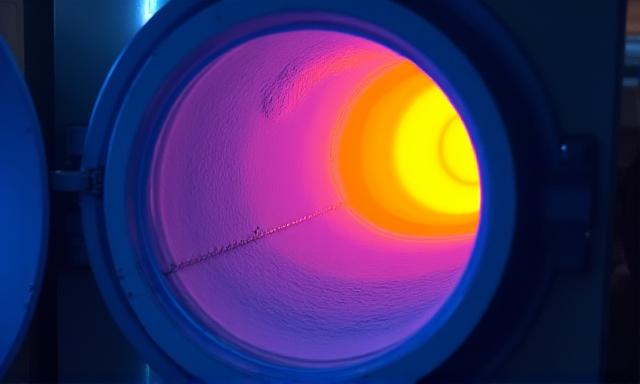 Thermal imaging of a kiln exterior showing heat distribution